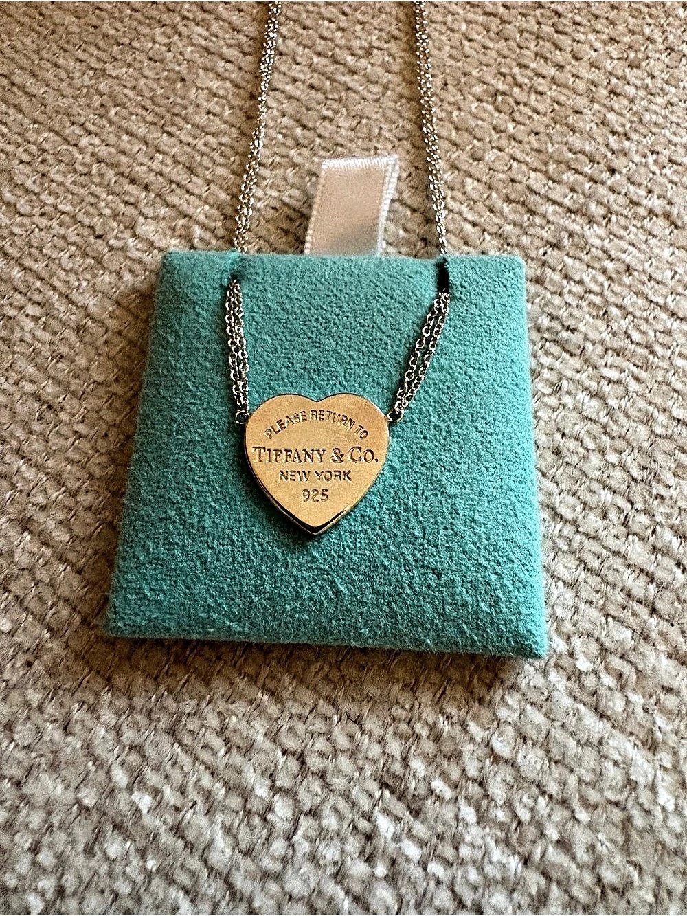 Tiffany & Co. Return to Tiffany Double Chain Heart Tag Necklace